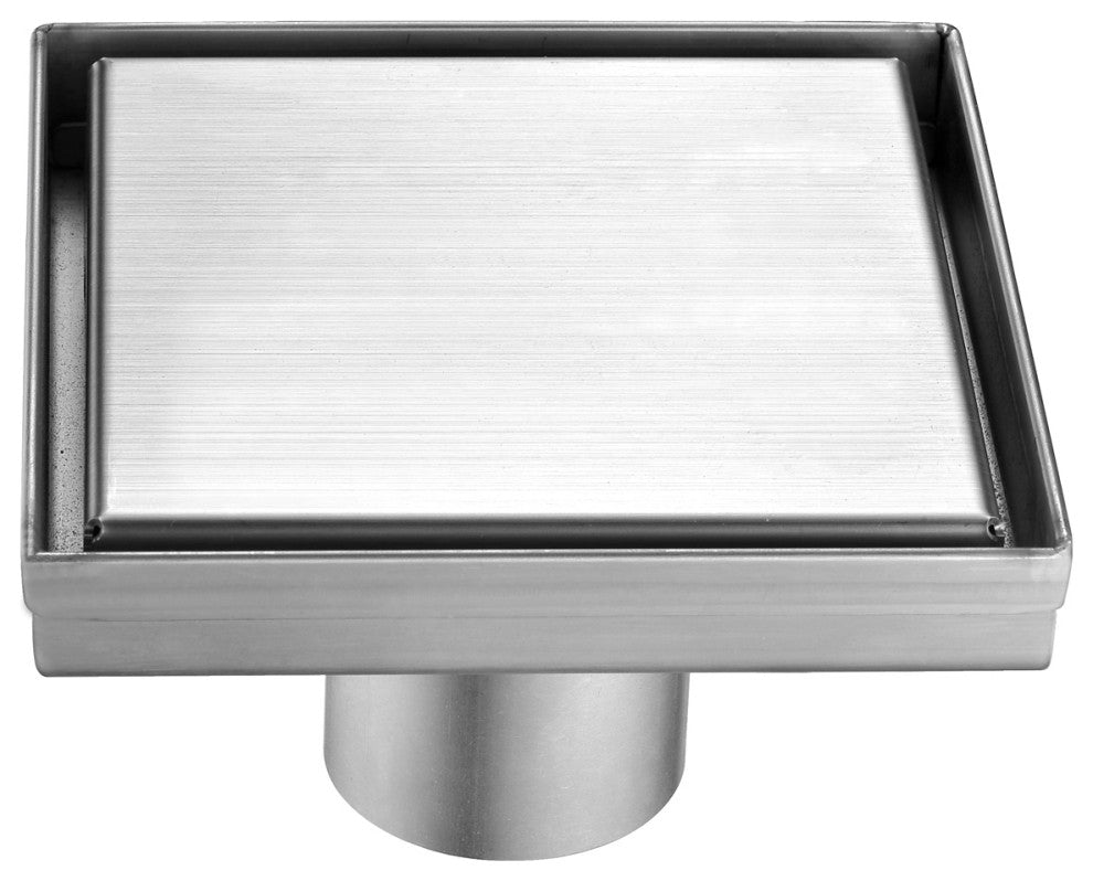 ALFI brand ABSD55B-BSS 5"x5" Square Stainless Shower Drain w/ Solid Cover