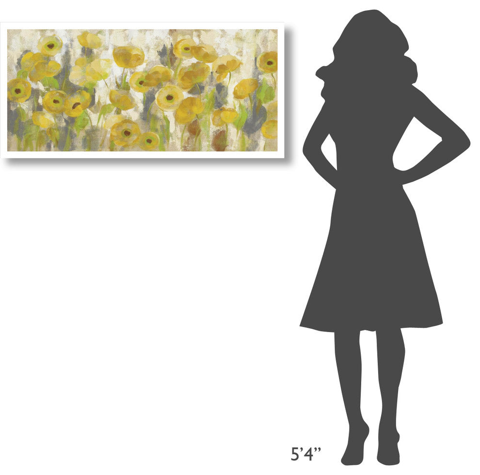 "Floating Yellow Flowers I" Digital Paper Print by Silvia Vassileva, 42"x20"