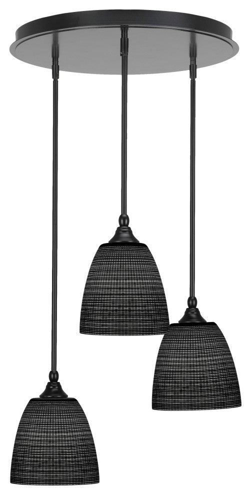 Empire 3 Light Cluster Pendalier In Matte Black Finish With 8" Black Matrix