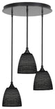 Empire 3 Light Cluster Pendalier In Matte Black Finish With 8" Black Matrix
