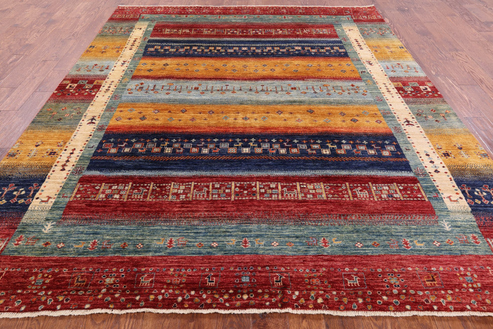Tribal Persian Gabbeh Handmade Rug 8' 3" X 9' 2" Q5317