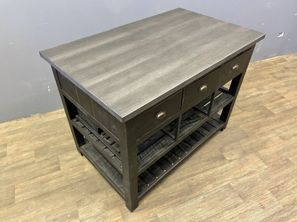 Barlow Crate Kitchen Island Rustic Black and Zinc Top