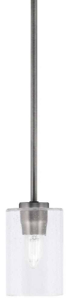 Atlas 1-Light Mini Pendant, Graphite/Clear Bubble