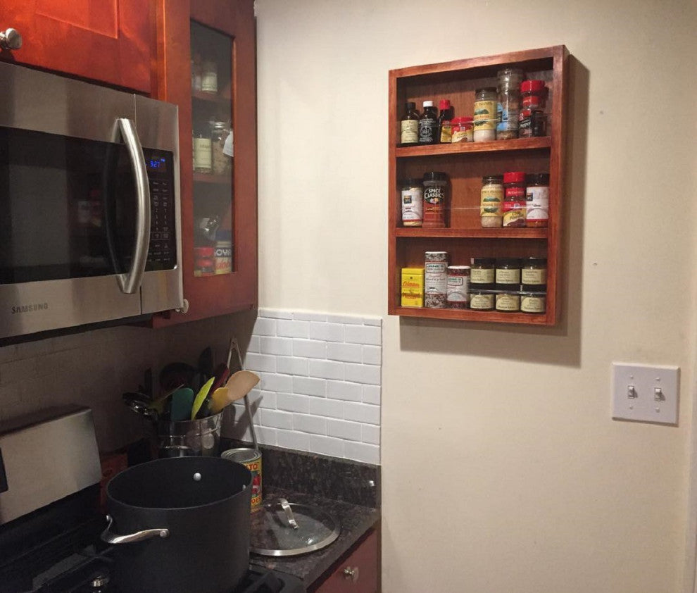 Meadow White Enamel On the Wall Spice Rack 21"h x 11"w x 2.5"d