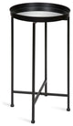 Kate and Laurel Celia Round Metal Foldable Tray Accent Table, Black