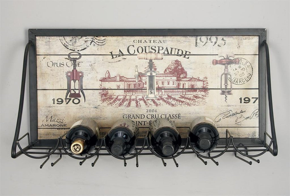Black Metal Vintage Wall Wine Rack