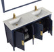 60" Larvotto Navy Blue Modern Double Sink Bathroom Vanity, No Matching Mirror