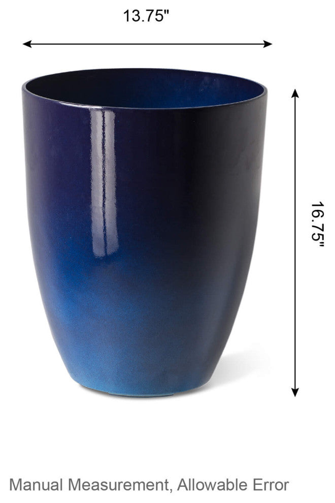 Set of 2 Oversized Eco-Friendly PE Faux Ceramic Planter, Cobalt Blue