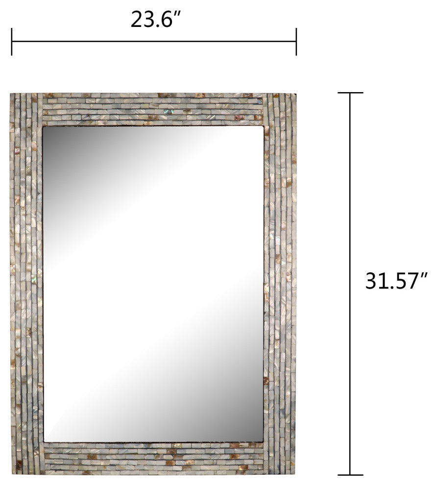 Chloe'S Reflection Seashell Finish Rectangular Framed Wall Mirror 32" Height