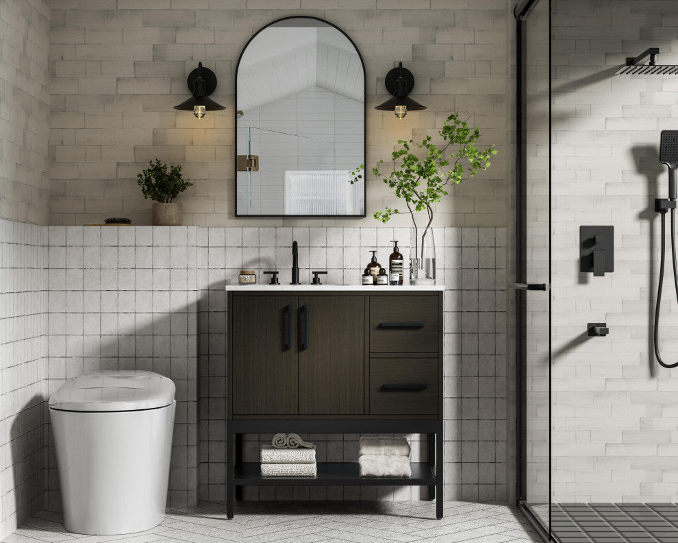 Home Living 32" Single Bathroom Vanity, Mocha Brown
