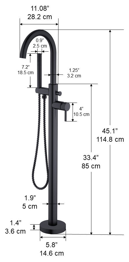 Nero Freestanding Bathtub Faucet, Matte Black