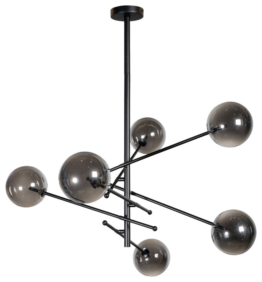 Javier 6 Light Black Metal and Glass Sputnik Chandelier