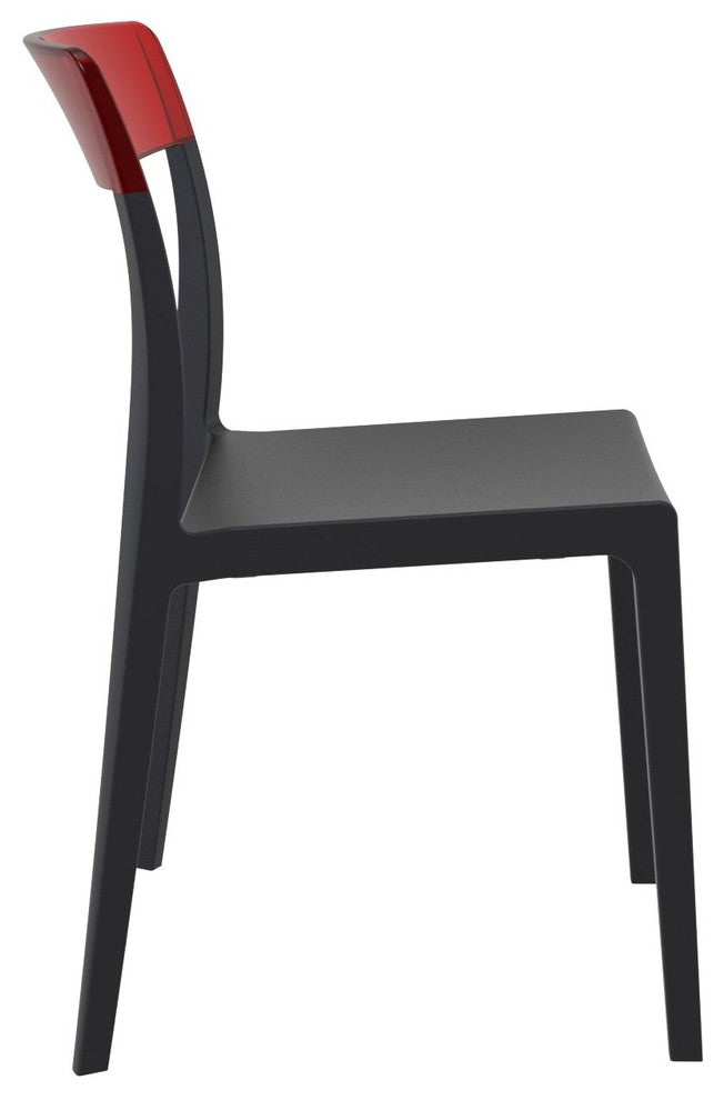 Flash Dining Chair, Black Transparent, Red, Set of 2