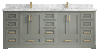 Boston 84 Double Sink Bath Vanity in Evergreen 2" Carrara Marble