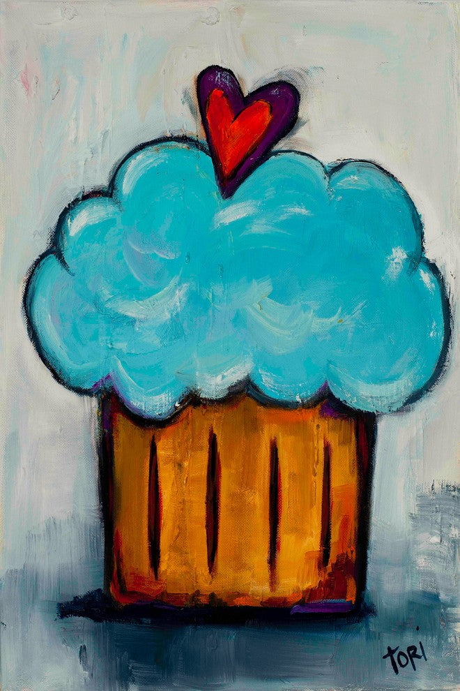 "Blue Cupcake" Painting Print on Canvas by Tori Campisi