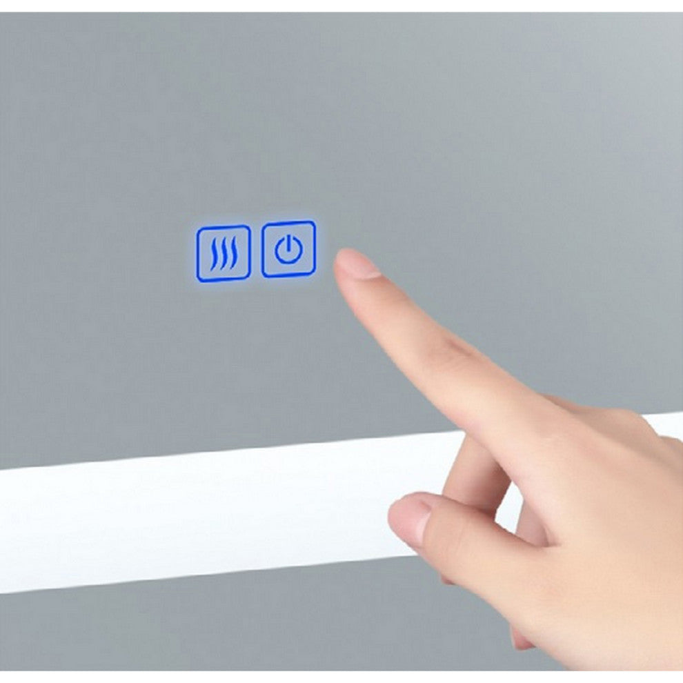 Abril Rectangle Matte White LED 40 in. Mirror From our Abril Collection