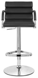 Modern Ego Bar Stool Black Leatherette Polished Chrome Adjustable Base