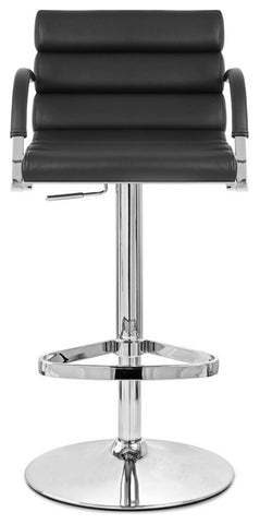 Modern Ego Bar Stool Black Leatherette Polished Chrome Adjustable Base