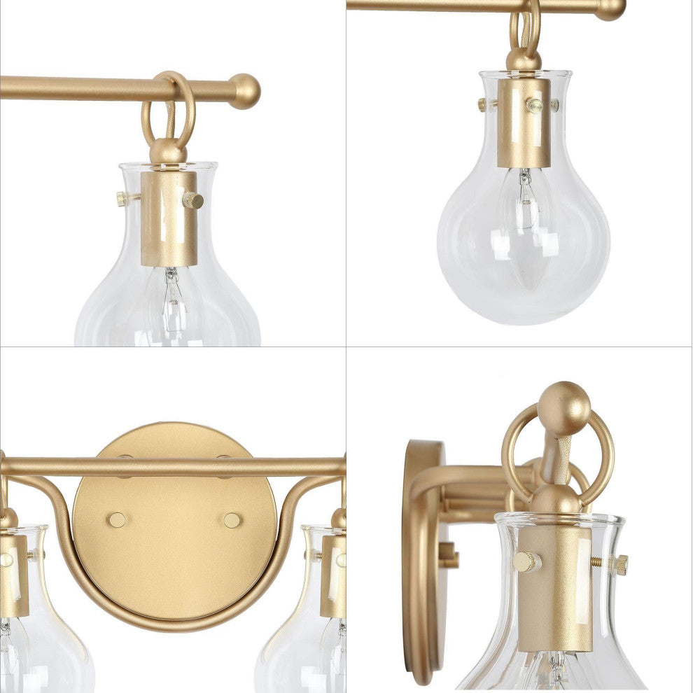 4-Lights Modern and Matte Gold With Clear Glass Shade LED Vanity Light
