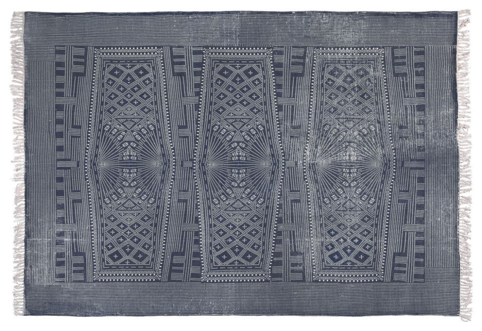 8??X 10??Blue And Ivory Batik Area Rug
