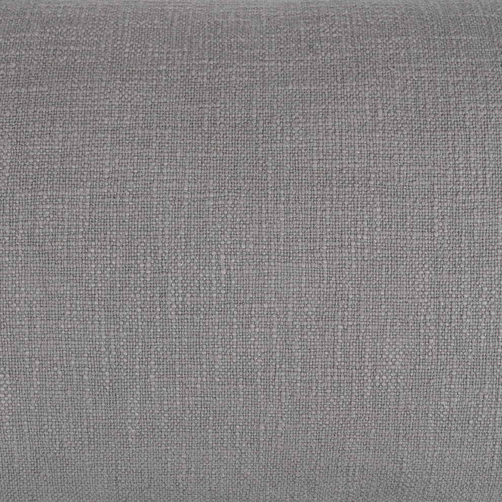 Organic Chic Washed Textured Lumbar Pillow With Frayed Edges, Shade Gray
