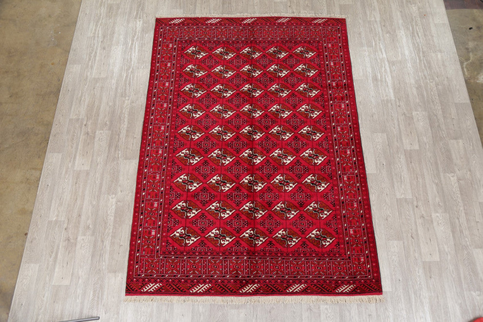 Balouch Oriental Persian Traditional Hand-Knotted Area Rug, Red, 9'4"x6'8