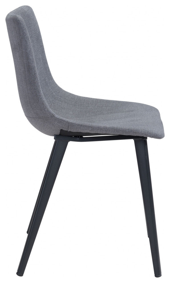 Set of Two Steel Gray and Black Slight Scoop Dining Chairs