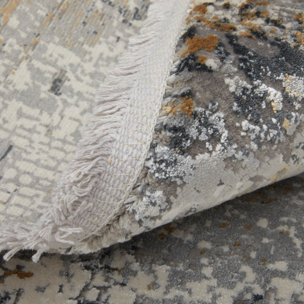 Weave & Wander Lindstra Gradient Watercolor Rug, Ivory/Gray, 6'6"x9'6"