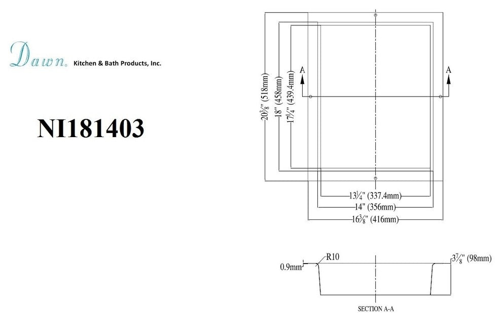 Stainless Steel Shower Niche With One Stainless Steel Support Plate