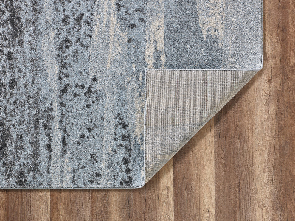 Illusions Mist Abstract Watercolor Area Rug, Blue/Grey, 6'7 X 9'6