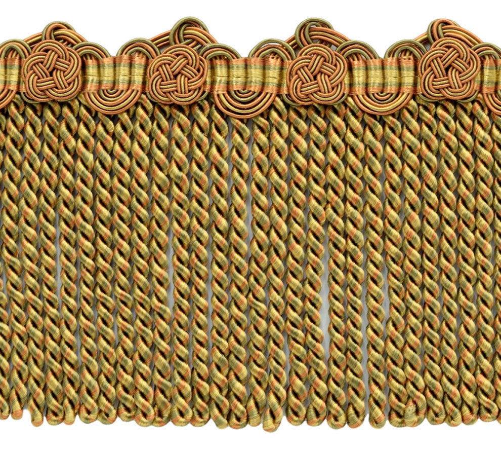 Bullion fringe Trim with Scroll & Rosette Header, Color# LX05 [Sold By The Yard]
