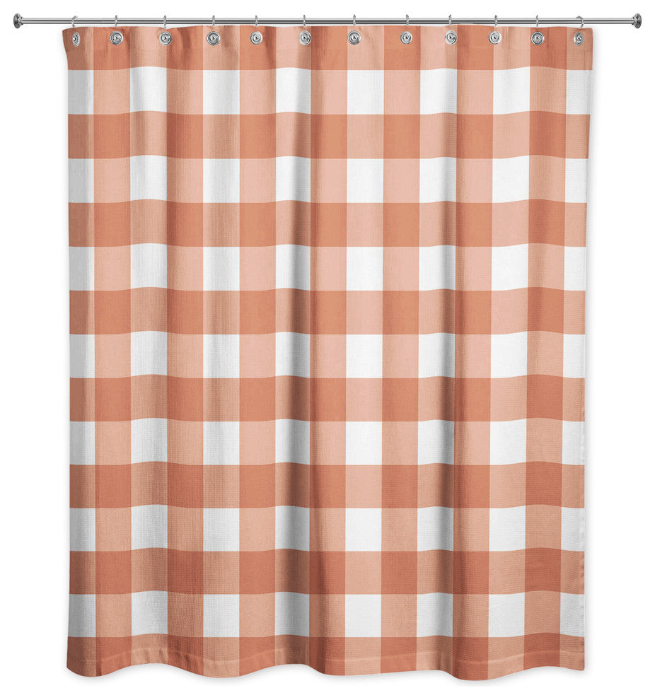 Orange Buffalo Check 71x74 Shower Curtain