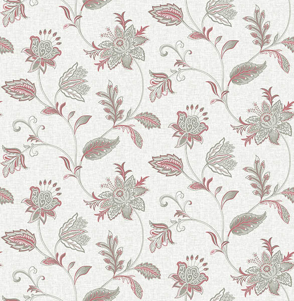 Contemporary Floral Wallpaper, Gray, Bolt