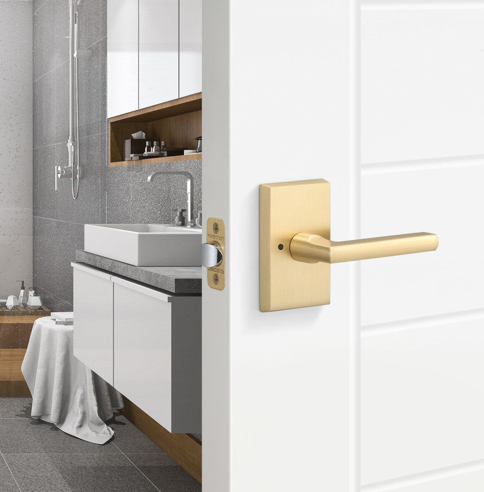 Rustic Series Logan Privacy Lever, Satin Brass