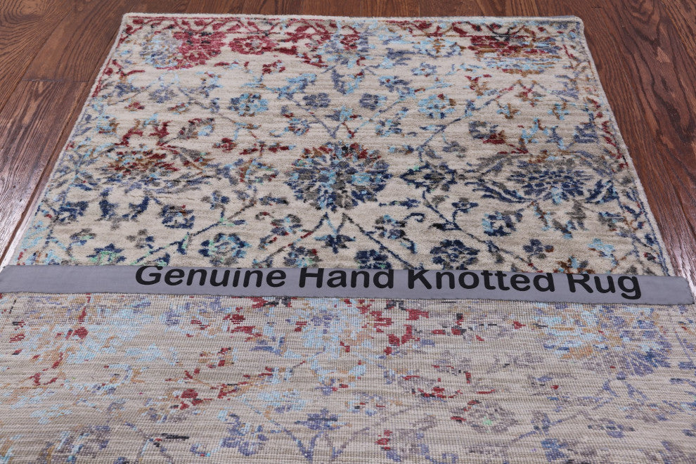 3' 2" X 5' 0" Persian Wool and Silk Hand Knotted Rug Q6324
