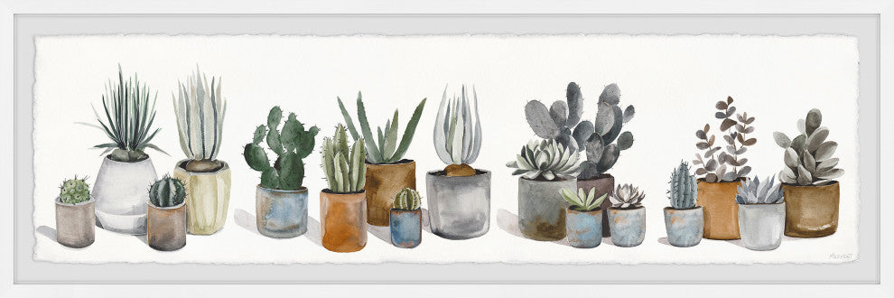 "Cactus and Succulent Array" Framed Painting Print, 30x10