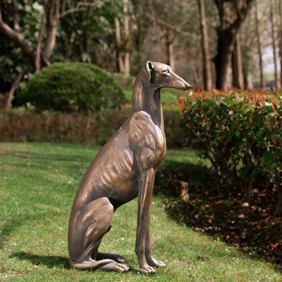 30.25"H MGO Sitting Greyhound Dog Statue