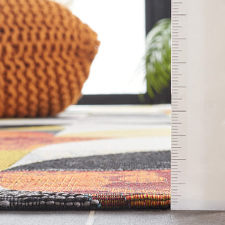 Safavieh Barbados Collection Indoor-Outdoor, BAR539 Rug, Ivory Black/Blue Rust, 6'6" Square