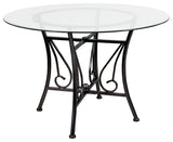 Princeton 45" Round Glass Dining Table With Black Metal Frame