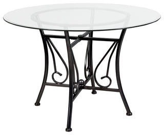 Princeton 45" Round Glass Dining Table With Black Metal Frame