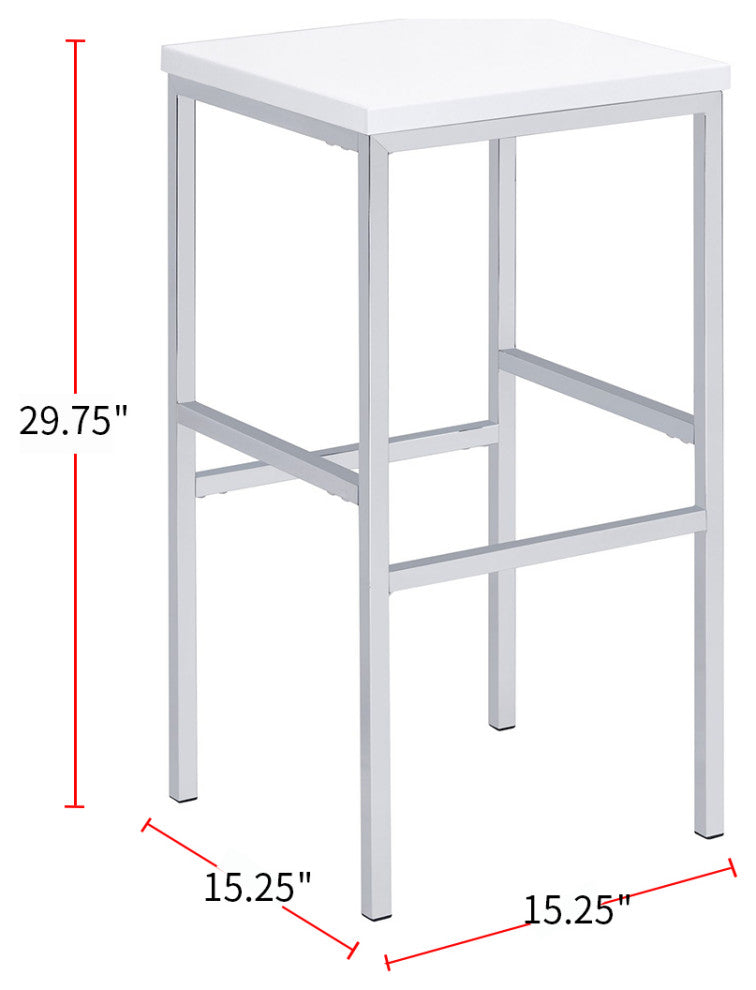 5 Piece Bar Height Dining Set, White and Chrome