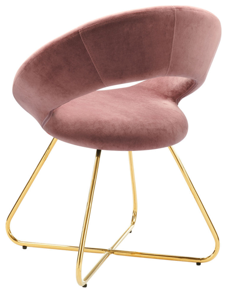 Side Dining Chair, Set of 2, Pink Gold, Velvet, Modern, Cafe Bistro Hospitality