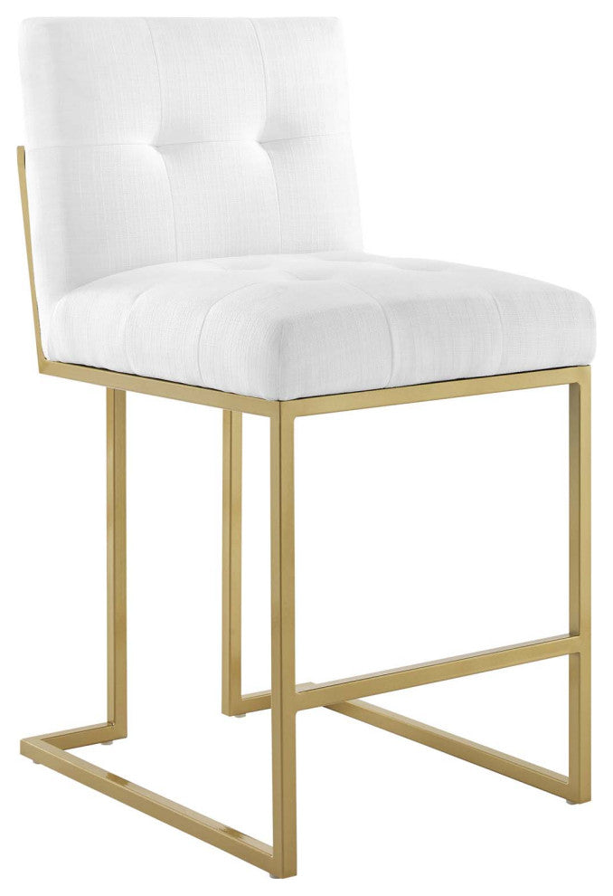 Privy Counter Stool Upholstered Fabric Set of 2, Gold White