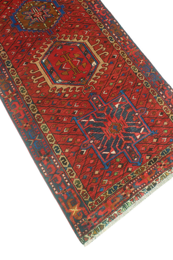 Fine Vintage Distressed Ollie Burgundy/Blue Runner, 2'11x10'11