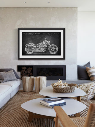 "Antique Motorcycle Design" Framed Painting Print, 18"x12"