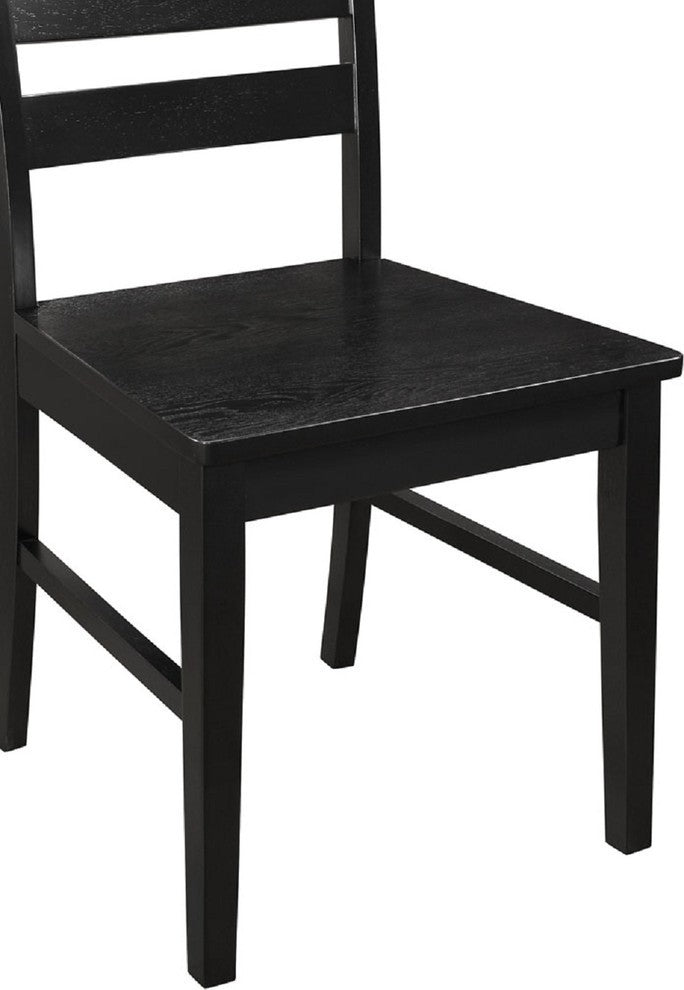 Wood Ladder Back Dining Chairs, Set of 2, Black