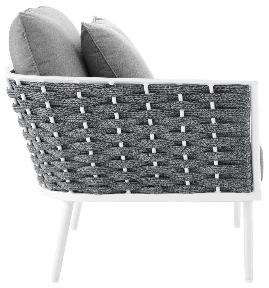 8 Piece Patio Aluminum Outdoor Patio Aluminum Sectional Sofa Set, White Gray