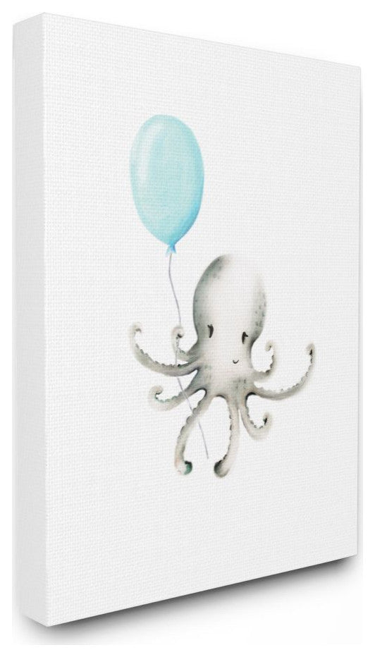 Cute Cartoon Baby Octopus Ocean Animal Painting, 24"x30"