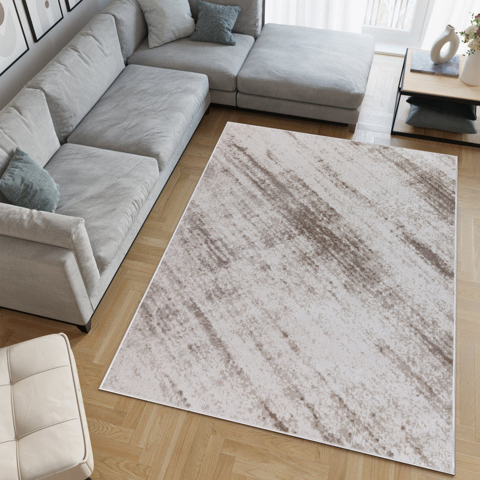 Machine Washable Austin Ivory/Brown Rug