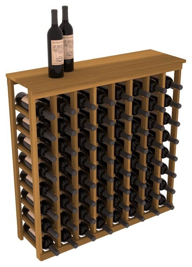Single Deep Tasting Table, Redwood With Solid Top, Oak Stain